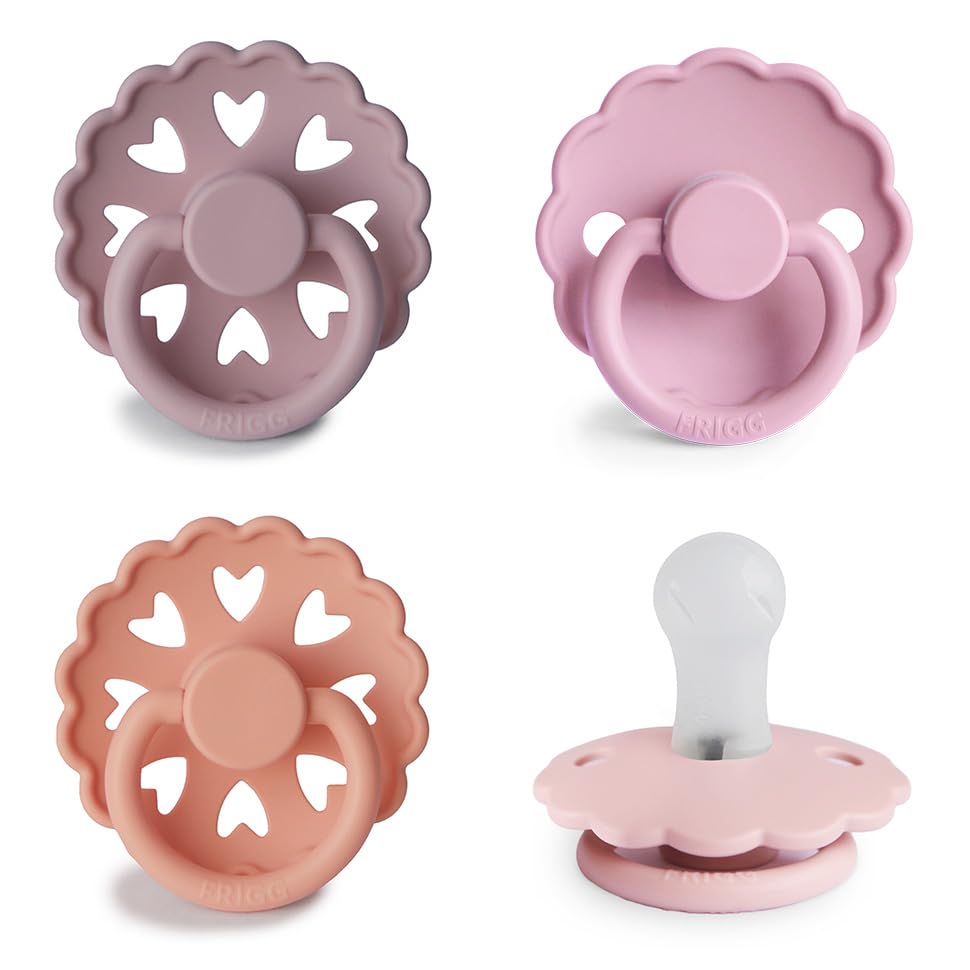Image of FRIGG SilkySoft Silicone Baby Pacifier 4-Pack Sunset Bliss | Made in Denmark | BPA-Free (0-6 Months)