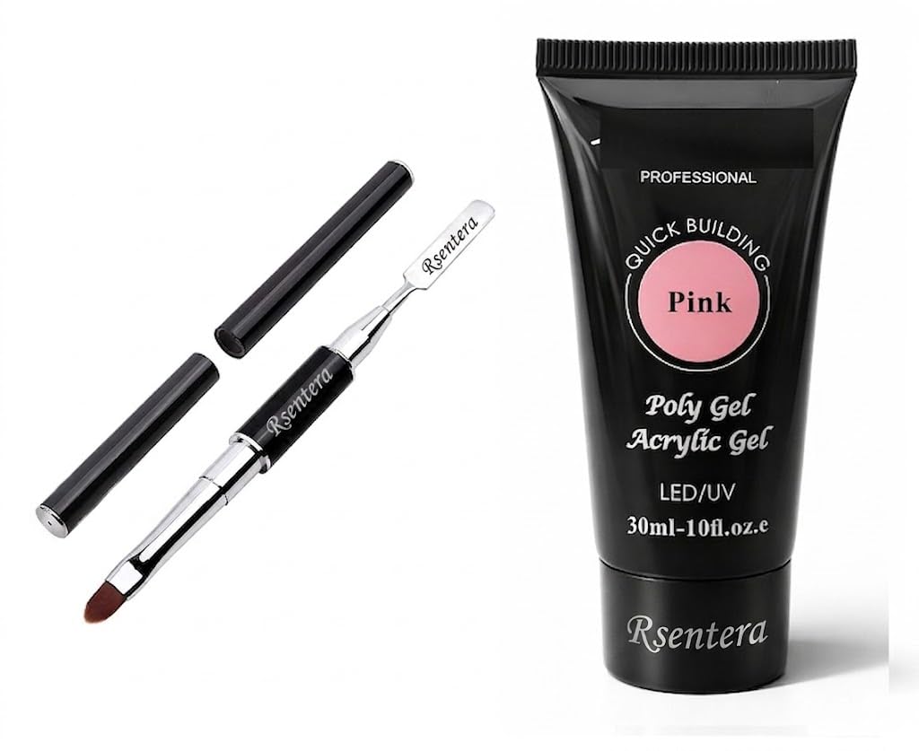 Pink Poly Gel Acrylic Nail Kit, Quick Building, LED/UV, 30ml, with Dual-Ended Brush and Spatula Tool-image-31