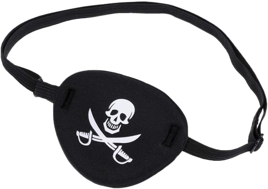 Soft Comfortable Pirate Eye Patch Mask with Adjustable Strap, Skull and Crossbones Sleep Mask for Adults, Kids, Halloween Costume Pirate Accessories, Cosplay Eye Cover
