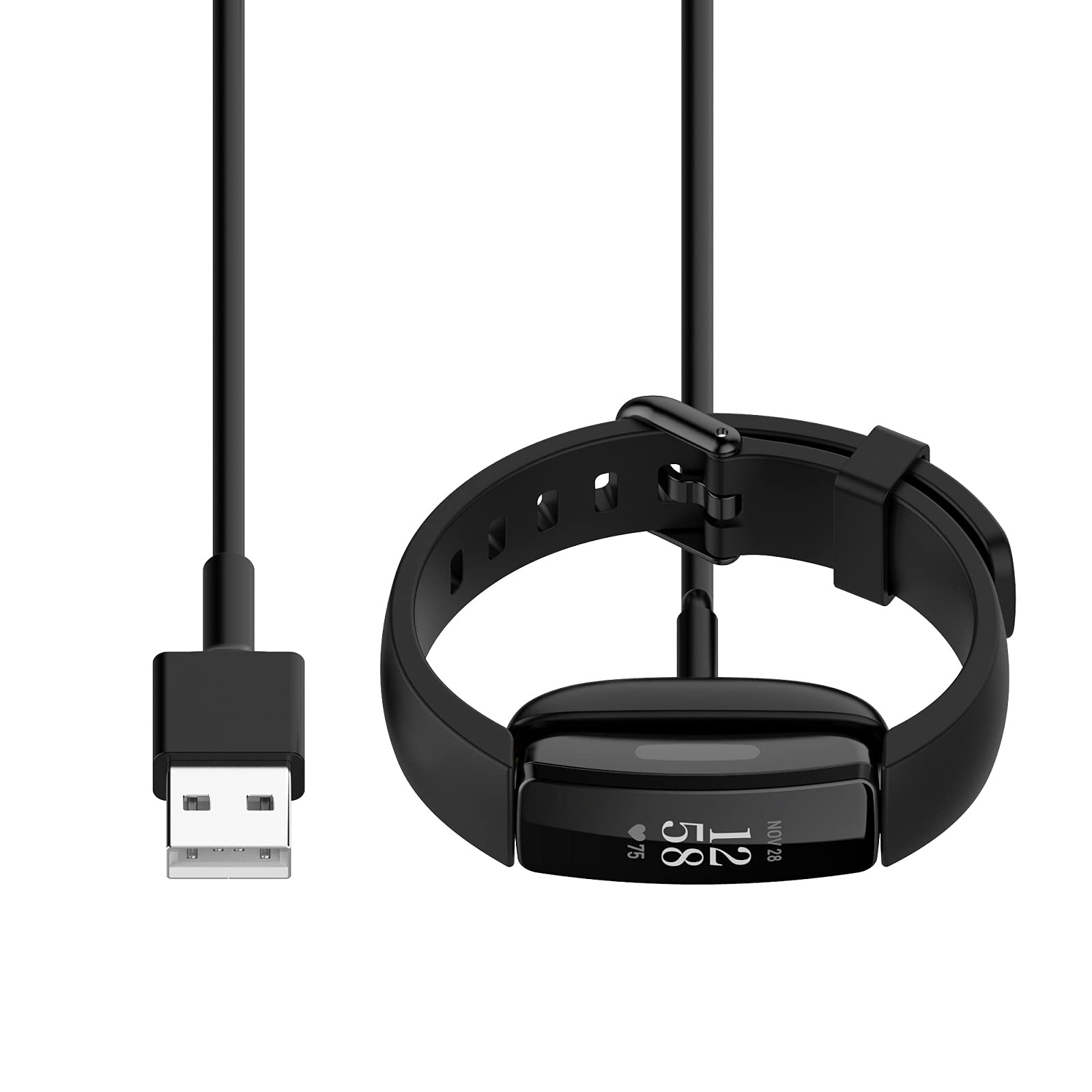 Cavo Di Ricarica USB Per Fitbit Ace 3 / Inspire 2 - Sostituzione 100 Cm, Materiale ABS, Protezione Da Sovratensioni, Nero