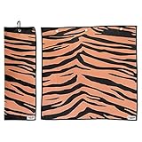 Mavrk Golf Tiger Print Tri-Fold Micro Fiber Waffle Texture Golf Towel w/ Golf Bag Clip
