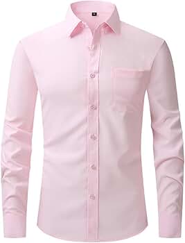 Men's Business Dress Shirts Casual Wrinkle Free Button Down