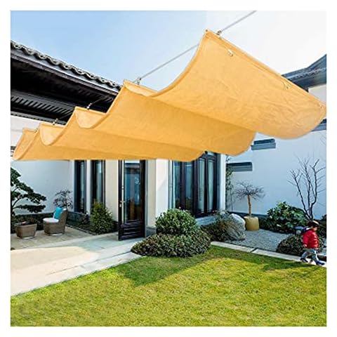PFCDZDU Retractable Pergola Shade Net Canopy, Outdoor Hang Down U Slide Wire Wave Awning, Sunblock Shade Shelter For Swimming Pool Deck Yard, Custom Size (Color : Beige, Size : 1.2x12M) Cover
