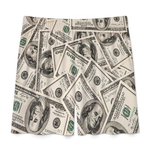 Money American Hundred Dollar Bills Men's Satin Pajama Boxer Shorts Silk Feeling Lounge Sleep Underwear4