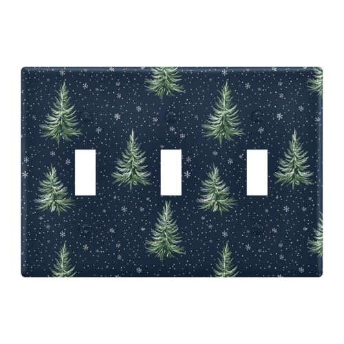 Light Switch Cover Green Christmas Trees Wall Plates for Electrical Outlets 3 Gang 202b8048