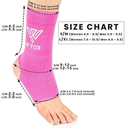 Wyox Ankle Wraps Support Boxing Gear For Men Women Muay Thai Ankle Support Kickboxing Wraps Gym Ankle Support (Pair) (Pink, L/Xl (Women 7.0-10.5/ Men 6.0-9.5)) #TOP2