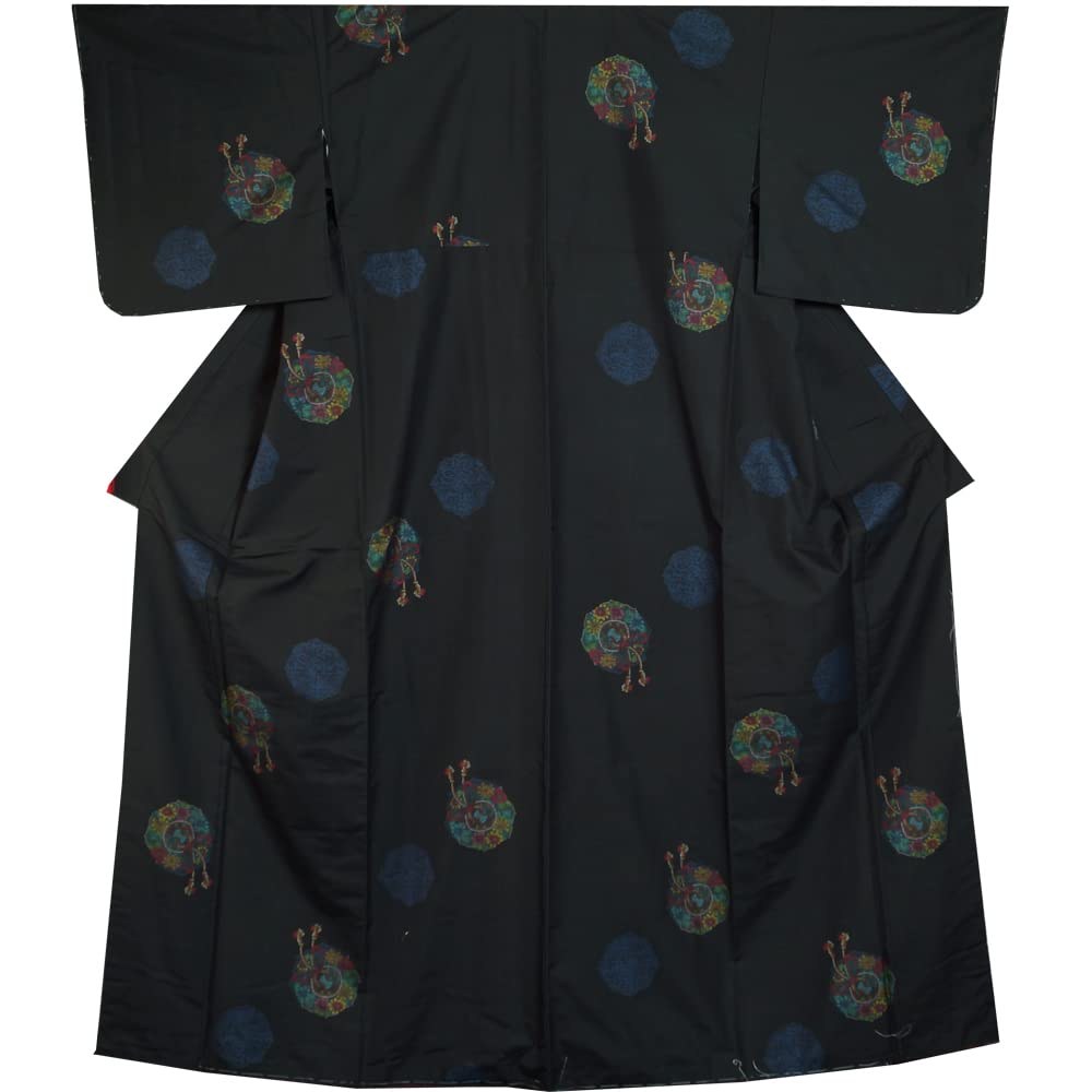 Amazon.co.jp: 本場大島紬 鏡裏模様 9マルキ 地空き 黒色 証紙付き  