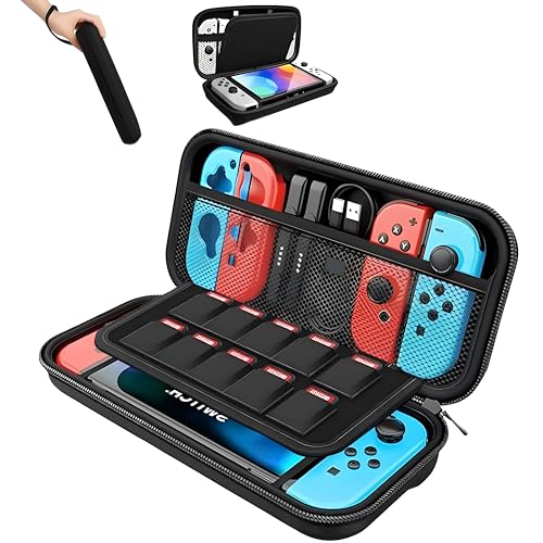 Case para Nintendo Switch e Switch OLED de Viagem - Estojo Rígido de Transporte com Forro Macio e Compartimentos para Acessórios, Jogos e Carregador - Capa com Máxima Proteção Contra Impacto e Quedas