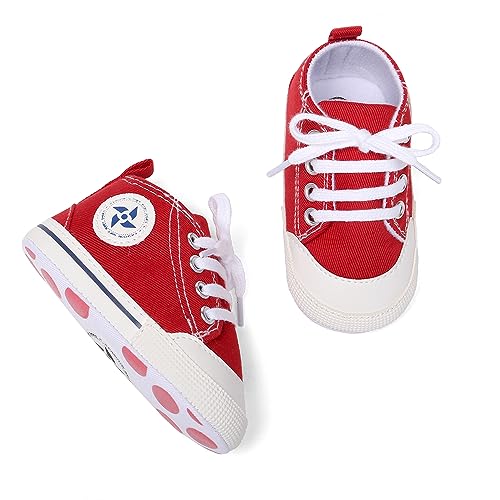 Baby Boys Girls Star High Top Sneaker Soft Anti-Slip Sole Newborn Infant First Walkers Canvas Denim Shoes3