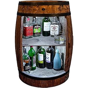 Weeco Bar Cabinet LED. Retro Style Wine Rack Height: 81 cm. Barrel with solid wood.