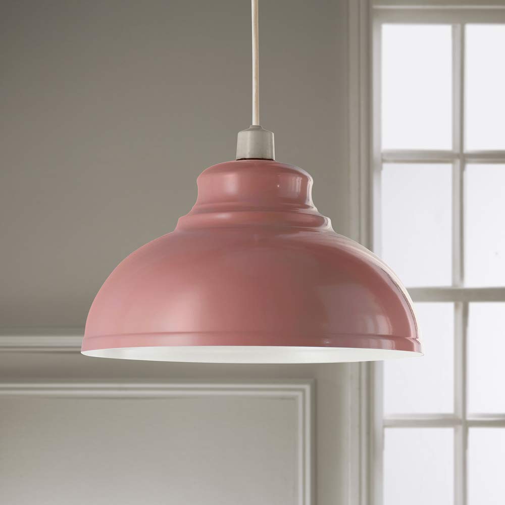 Industrial Hanging Pendant in Painted Blush Finish