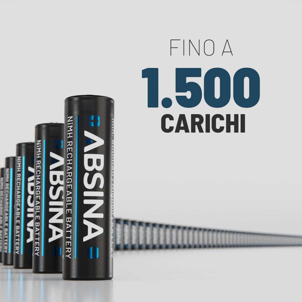 ABSINA 4x Batterie solari AA ricaricabili 800mAh 1.2V NiMH - Batterie per solare - Batterie ricaricabili AA a bassa autoscarica - Batteria solare, batteria per lampada, pile ricaricabili