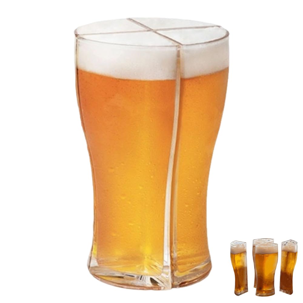 OULIGET 4 in 1 Christmas Beer Glasses,Unbreakable Acrylic Beer Glasses,10 Oz Beer Cups Classic Beer Gifts for Parties Bars Outdoor Activities Wedding