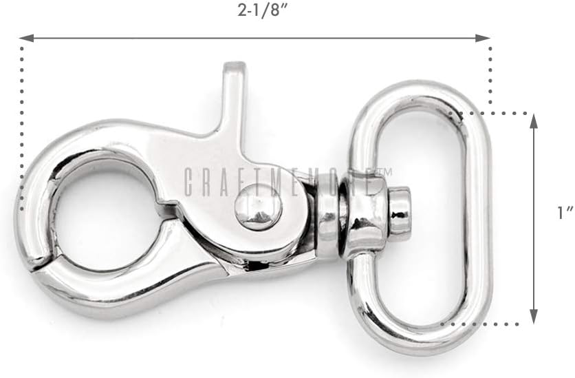 CRAFTMEMORE Trigger Snap Hook Metal Swivel Lobster Clasps Purse Bag Clips Quality Finish VTHO 2PCS (1 Inch, Silver) - Image 2