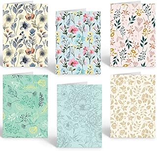 Blank Cards and Envelopes. Pack of 30 Notelets and Envelopes Set. Multipack Floral Blank Greetings Cards And Envelopes Box Set For Adults and Kids - By Ruby Ashley Made in the UK