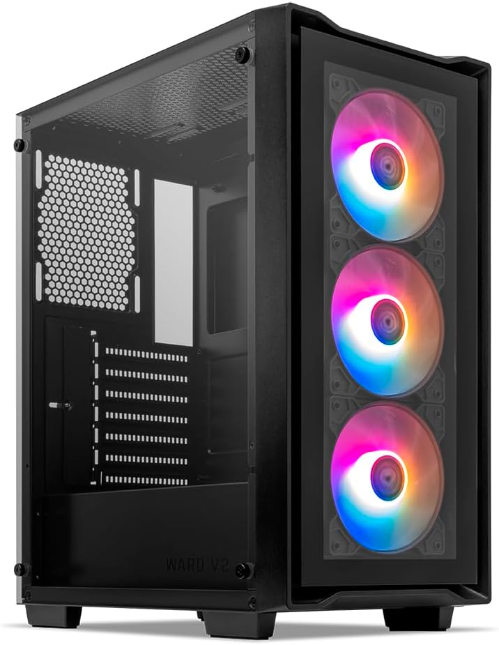 Imagem do produto Gabinete Gamer Mancer Ward V2, RGB, Mid-Tower, Lateral De Vidro, Com 3 Fans, Preto, MCR-WRDV2-BK em Amazon