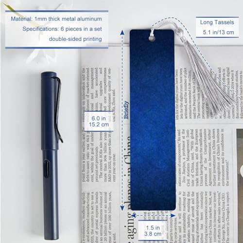 6 marque-pages bleu foncé avec pompon idée cadeau originale pour lecteurs