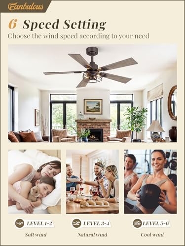 Image of Fanbulous 42 Inch Farmhouse Rustic Ceiling Fan with Light & Remote, 2 Pack