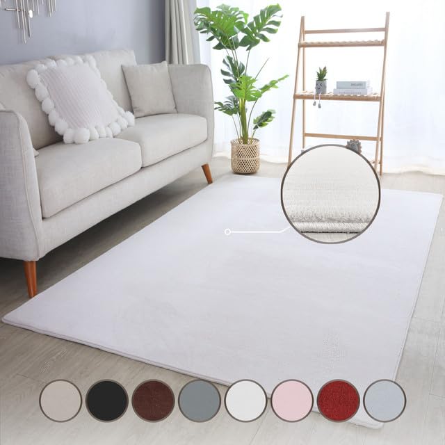 Carpettex Teppich Wohnzimmer Anti-Rutsch Teppich Waschbar in Waschmaschine 120 x 170 cm Creme -...