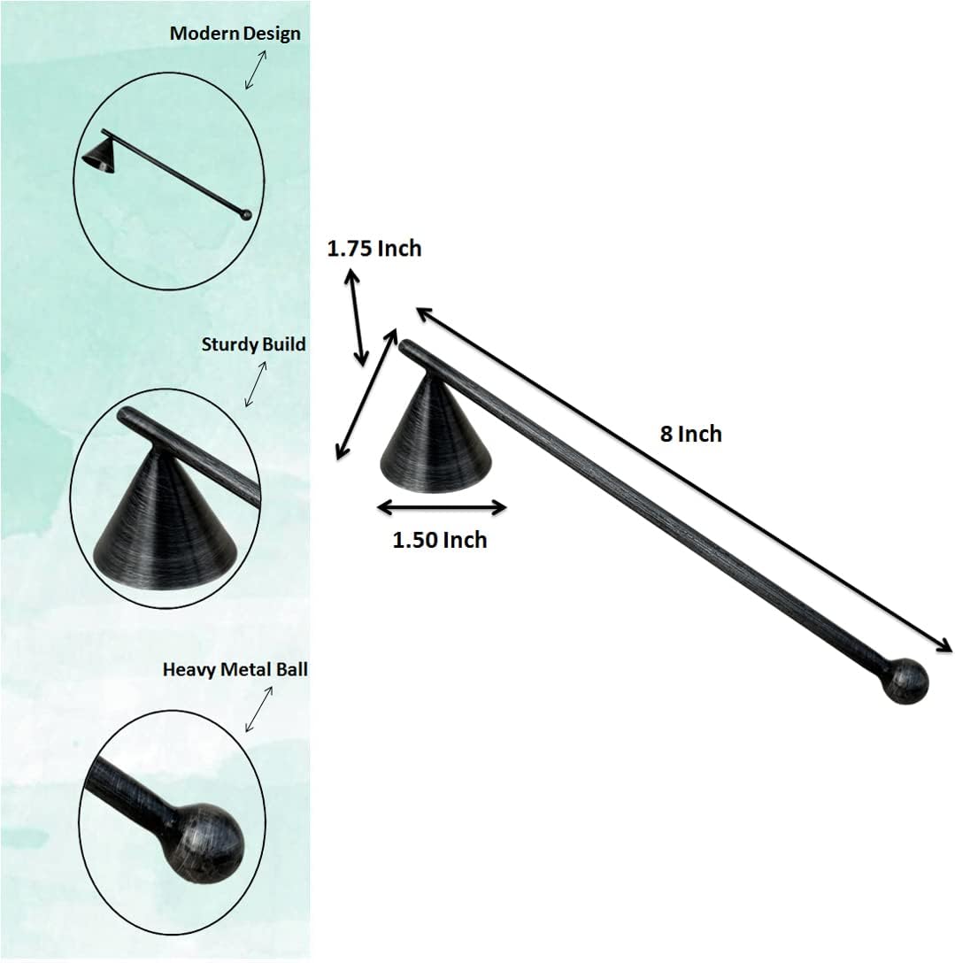 Living Ideas Handmade Metal Vintage Candle Snuffer - Wrought Iron Classic Look Black Antique Finish