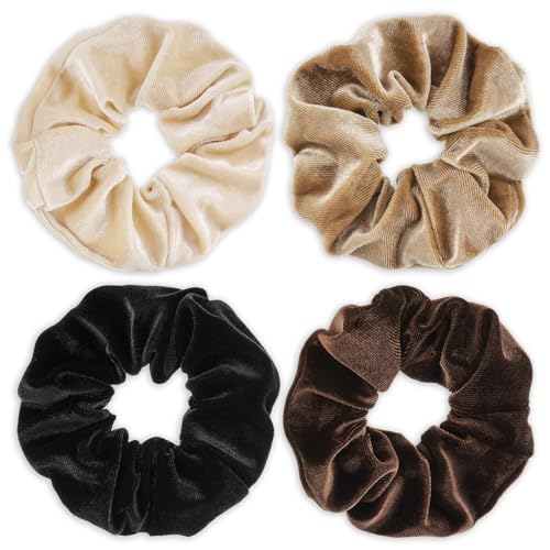 Large Scrunchies for Women 4Pcs Velvet Jumbo Scrunchies for Hair ...