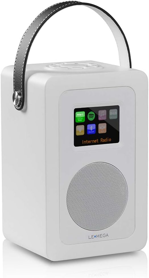 LEMEGA M6+ Portable DAB/DAB+/FM Digital Radio,WIFI Internet Radio,Spotify Connect,Bluetooth Speakers,Rechargeable Battery,3.5mm Headphones Output,AUX In,Clock Alarms,Colorful Screen,App Control- White