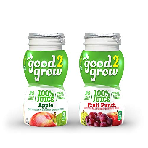 good2grow 100% Apple and Fruit Punch Juice Refill, Variety Pack of 24, 6-Ounce BPA-Free Juice Bottles, Non-GMO w/ No…
