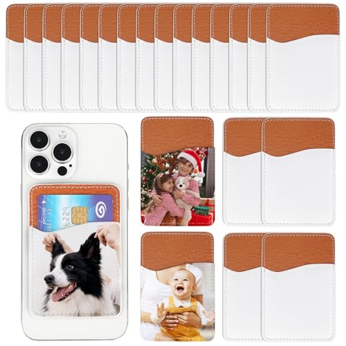 VZZNN 24 Pack Sublimation Blank Phone Wallet PU Leather Phone Card Holder Stick On Credit Card Holder for Most Cell Phones
