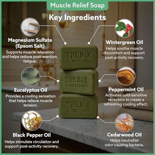 Image of Clarity Labs Muscle Relief Soap + Detan Brightening Soap (Pack of 8) || Detan Brightening (Pack of 4) + Muscle Relief (Pack of 4) || The Bar by Clarity labs