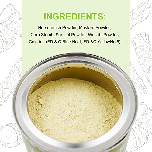 Image of Soeos Premium Wasabi Powder 8oz (227g) - Gluten Free - No Preservative - Natural Horseradish Root Powder for Sushi, Sashimi & Japanese Seasoning