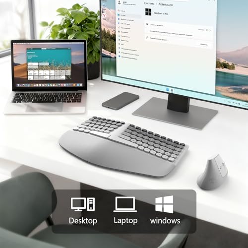 Image of MOFII Wireless Ergonomic Keyboard & Mouse Combo - Split Curved Keyboard with Wrist Rest (All-Day Comfort) + Wireless Vertical Ergonomic Optical Mouse, Compatible with PC /Laptop /Desktop