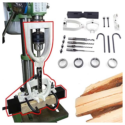 RanBB Bench Drill Locator Set for Mortising Chisels Tenoning Machine with 4 Bits Steel