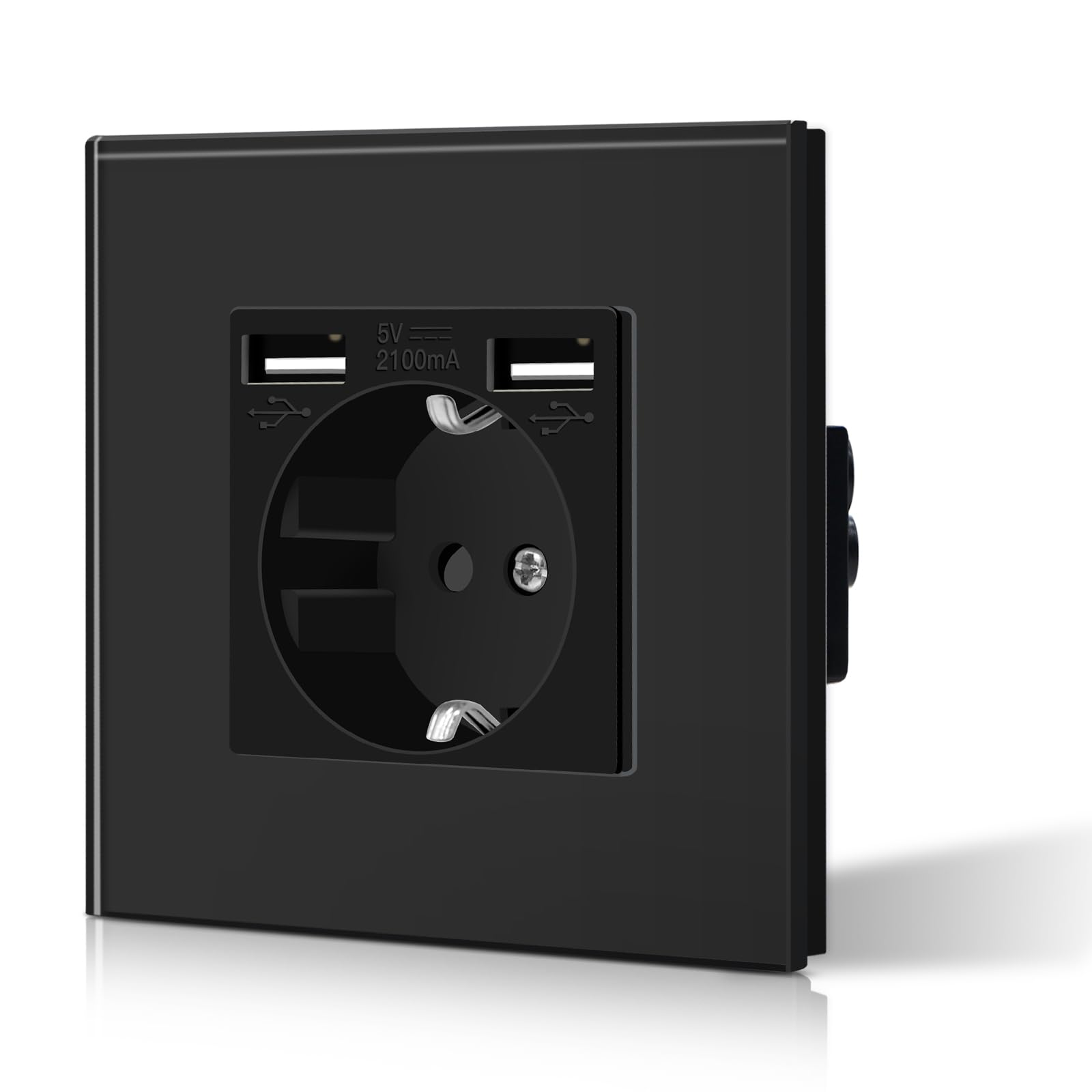 BSEED Enchufe de Pared con USB C,Enchufes Dobles Empotrados con Cristal,Toma de Corriente,Seguridad infantil,Fácil de Instalar,M Serie,2 Enchufes con USB y Tipo C,157mm Blanco — view 128