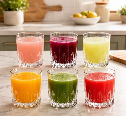 Image of Clear Glass Drinking Glasses Set for Water, Juice, Beverages, Set of 6 (Exciliber)