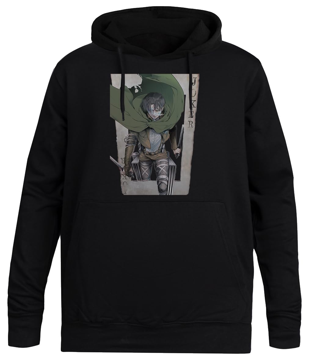 Levi Ackerman Sudadera con Capucha Negra Unisex Sin Género Unisex Black Hoodie Men Women
