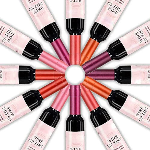 Owsen 6 Colors/Set Wine Lipstick Matte Long Lasting Waterproof Lip Tint Set Lip Gloss Lip Stain,Wine Liquid Lipstick, Lady Long Lasting Make Up Gloss Matte Lip Tint Wine Bottle Cover (6 Colors) #TOP6
