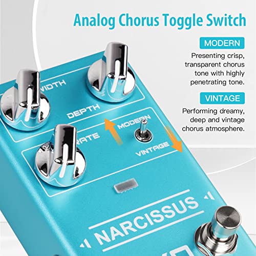 Image of JOYO Chorus Pedal Multiple Chorus Effects Semi-Analog Circuit From Surreal Deep Tone to Fierce and Vintage Distortion for Electric Guitar (NARCISSUS R-22)