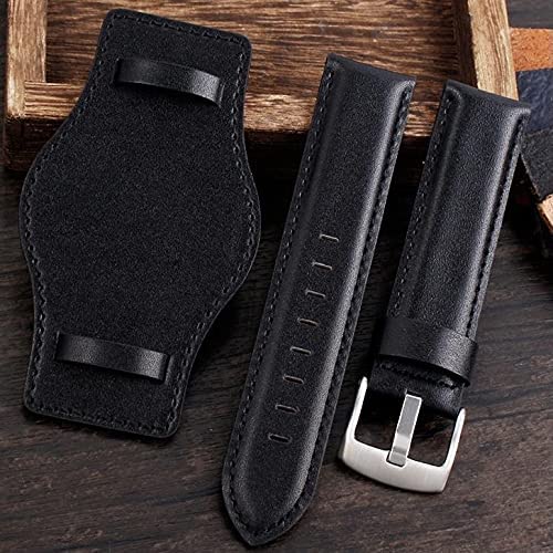 Strapseeker Sydney Bund Vintage 2-Way Leather Strap- Classic Watch Band With Silver Buckle- Premium Replacement Watchband For Men & Women- Colors Black, Dark Brown, Light Brown- Sizes 20Mm 22Mm 24Mm (Black, 22Mm) #TOP2