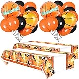 36 Pieces Basketball Party Decorations Plastic Basketball Tablecloth Basketball Table Cover Aluminum