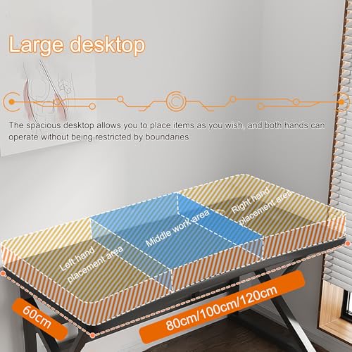 Biurko komputerowe, solidna drewniana i metalowa konstrukcja, nowoczesny minimalistyczny design do domowego biura, nauki i gier