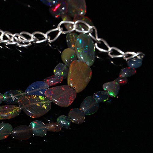 LKBEADS Naturalny etiopski Welo Fire czarny opal bębnowy naszyjnik #575