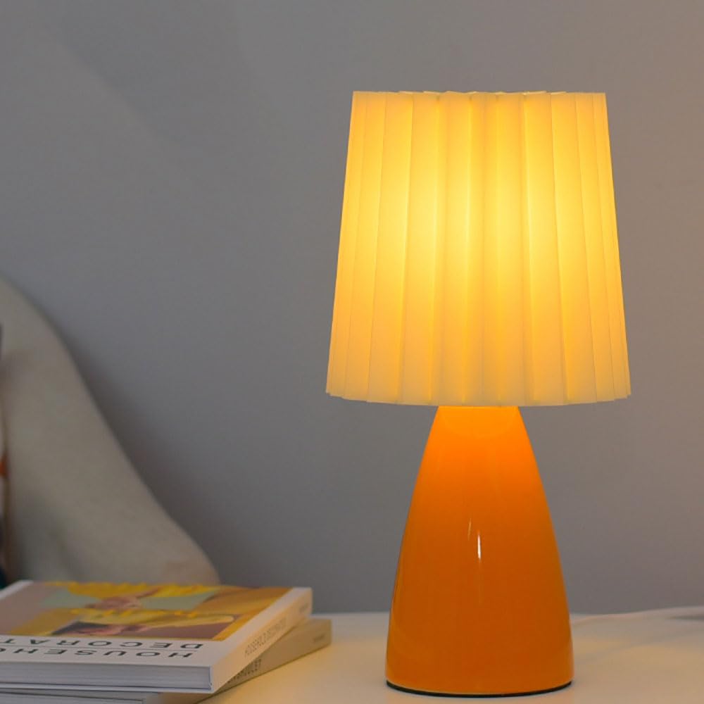 Lampki nocne, lampki dotykowe, małe lampki Nocna l Ceramiczna lampka biurkowa z tkaniny LED, trójkolorowe światło USB do sypialni, gabinetu, salonu