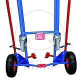 Artikelnummer: sk-710.306 Reifenkarre mit Teleskopauszug Traglast (kg): 200 Ladefläche: 245-920 x mm RAL 5010 Enzianblau