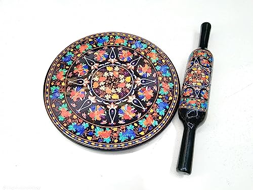Chakla Belan de luxe en marbre blanc véritable et bois à finitions émaillées design 5