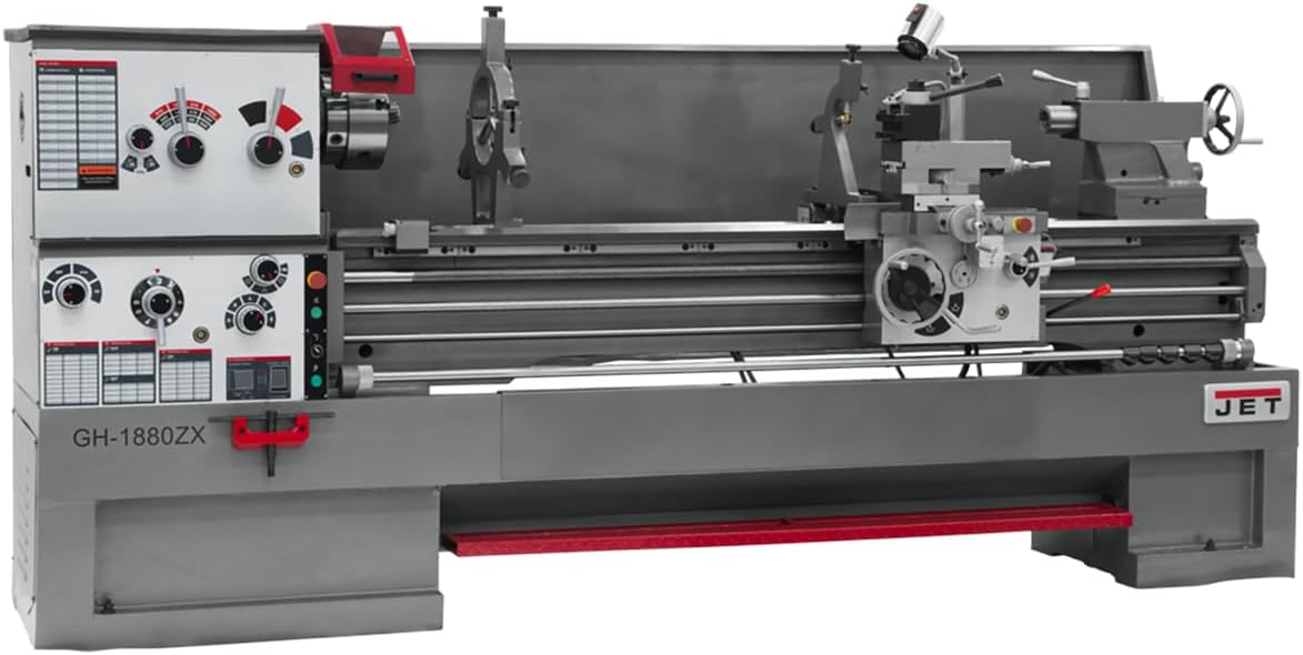 JET 18" x 80" Geared Head Metal Lathe, Taper Attachment, 3Ph 230/460V (Model GH-1880ZX)
