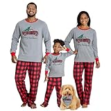 IFFEI Matching Family Pajamas Sets Christmas PJ's Sleepwear Truck Print Top and Plaid Pants with Pocket Women: M