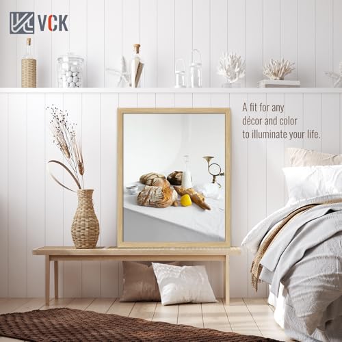Image of VCK 24x30 Poster Frame Solid Wood Natural 3 Pack Picture Frames 24 x 30 Inches with Wall Mounting Hanging