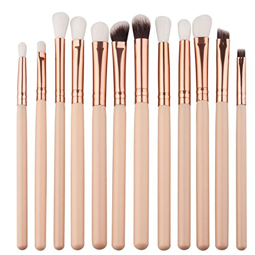 2019 Eye Brush Set, Makeup Brushes Set, Scofieldly 2018 Cosmetics Eyeliner Eyeshadow Blending Foundation PowderLip Brushes (12pcs, White with Rose Gold)