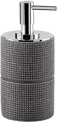 Gedy Petra Dosatore di sapone, resina, grigio, 7,5 x 7,5 x 15,8