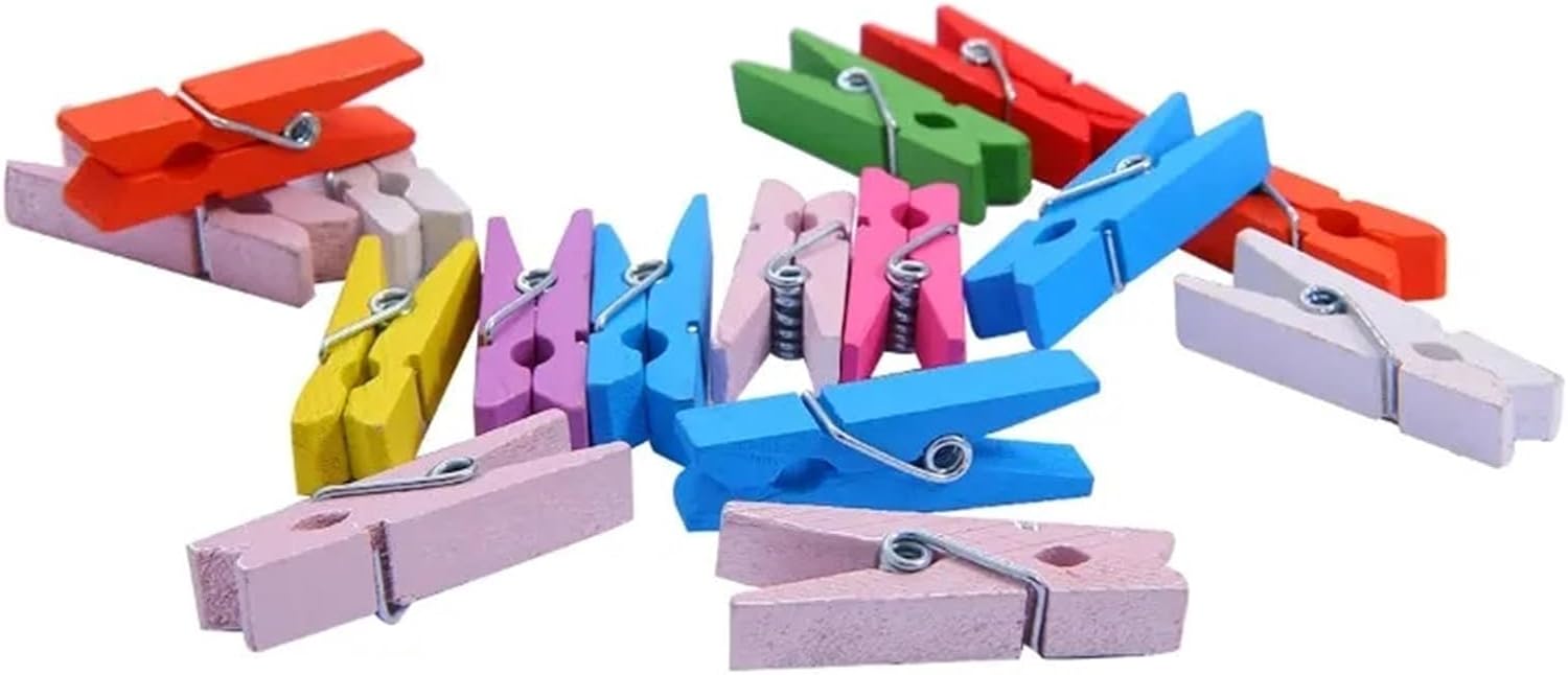 Clothes Pins 300-500pcs Smalll Size Mini Wooden 25/35/45mm Coloful Clips Photo Clips Small Clothes Pins for Photos for Photo Wall and DIY Craft(45mm Natural 200pcs)